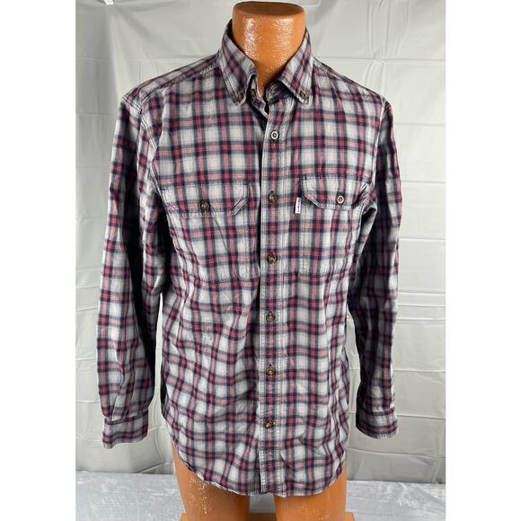 Carhartt Shirt Men's Flannel Size Medium Long‎ Sleeve Cotton - Picture 1 of 12